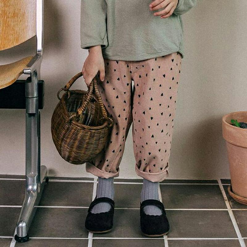 【新作10%OFF】ハート柄コーデュロイパンツ・u06696 キッズ【3~8才】【pt】【ボトムス パンツ ズボン ロングパンツ