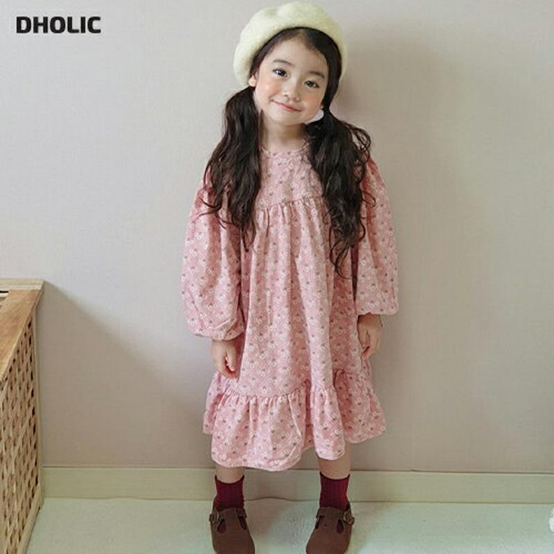 【新作10%OFF】小花柄フレアヘムワンピース・u06746 キッズ【3~8才】【ops】【ワンピース ロングワンピース 長袖 