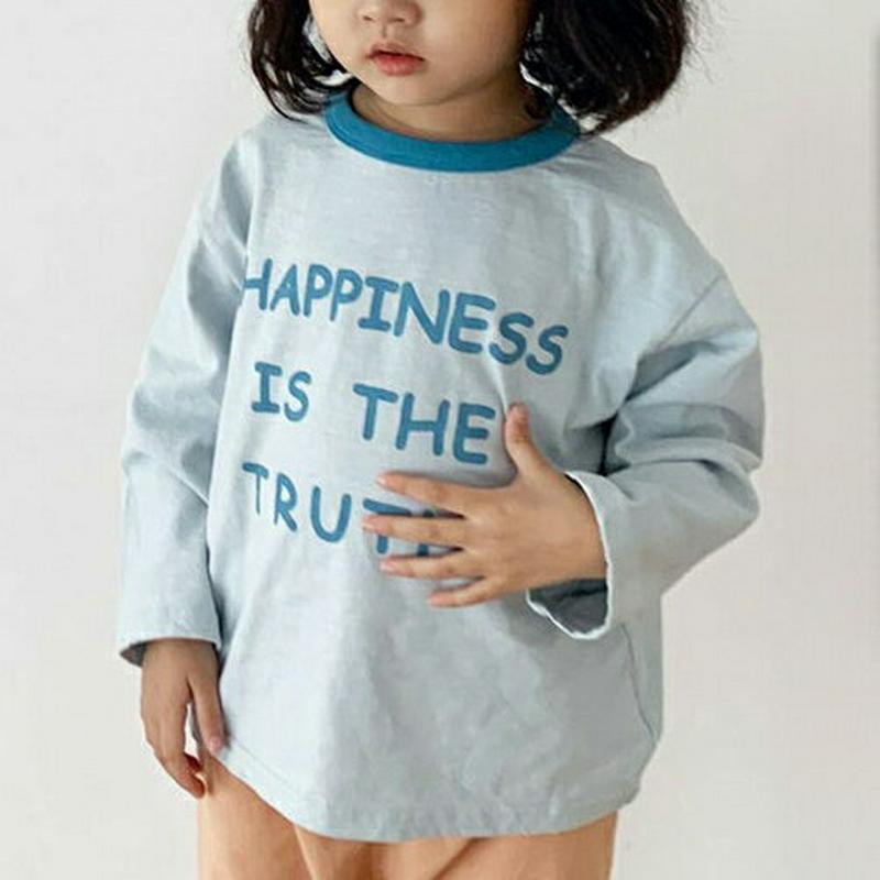 【新作10%OFF】HAPPINESS配色Tシャツ・u05838 キッズ【3~8才】【tops】【トップス Tシャツ ロングスリ