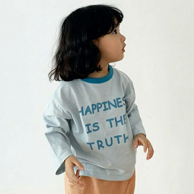 【新作10%OFF】HAPPINESS配色Tシャツ・u05838 キッズ【3~8才】【tops】【トップス Tシャツ ロングスリ