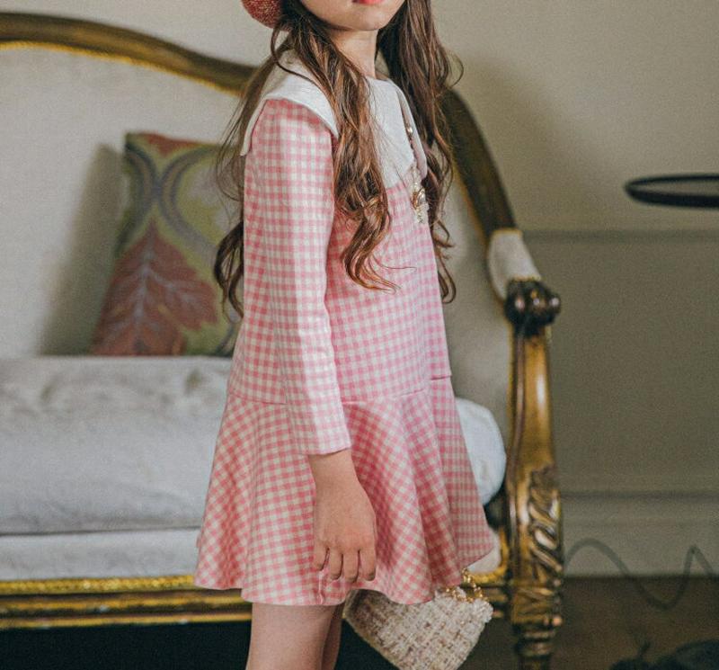 【新作10%OFF】配色ペタルカラーチェックワンピース・u06732 キッズ【3~8才】【ops】【ワンピース ミニワンピース 