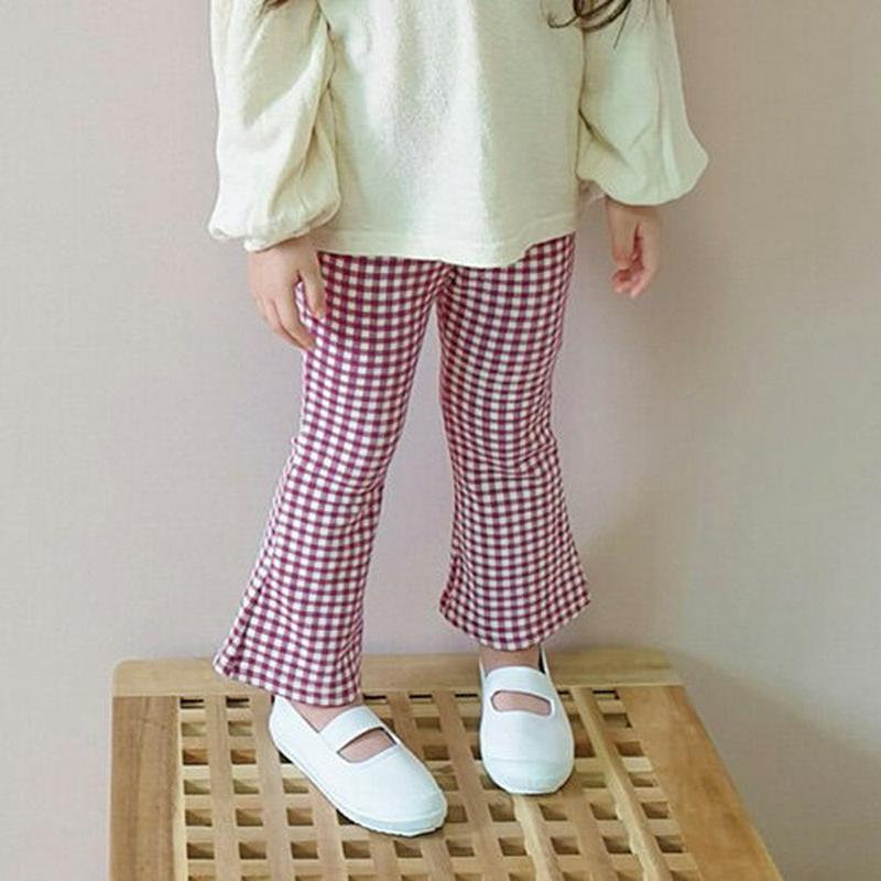 【新作10%OFF】チェック柄ブーツカットパンツ・u06751 キッズ【3~8才】【pt】【ボトムス パンツ ズボン ロングパン