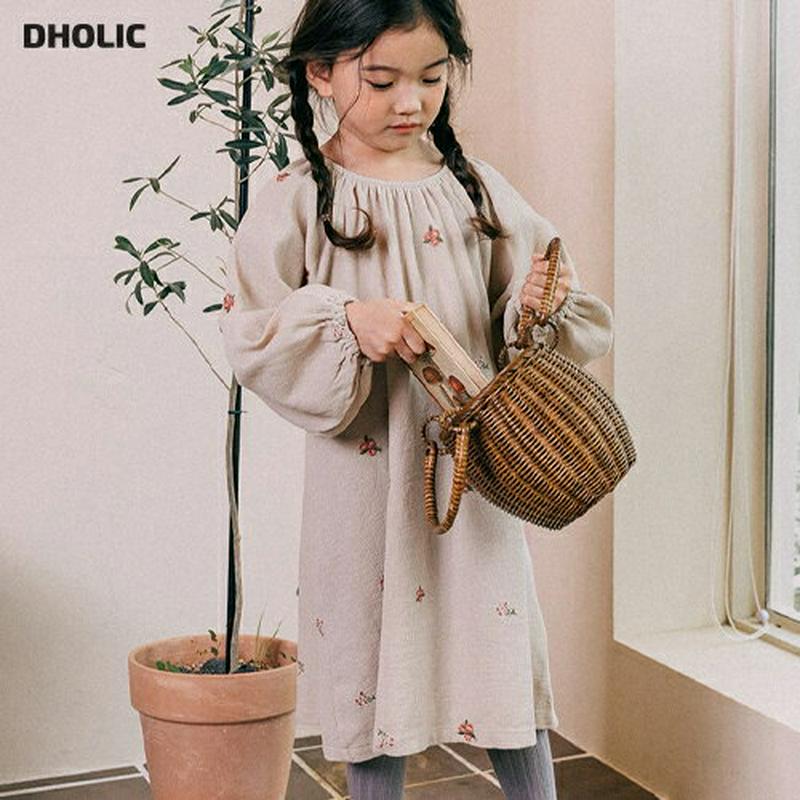 【新作10%OFF】フラワーギャザーラウンドネックワンピース・u06681 キッズ【3~8才】【ops】【ワンピース ロングワン