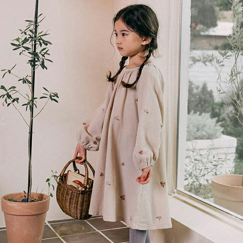 【新作10%OFF】フラワーギャザーラウンドネックワンピース・u06681 キッズ【3~8才】【ops】【ワンピース ロングワン