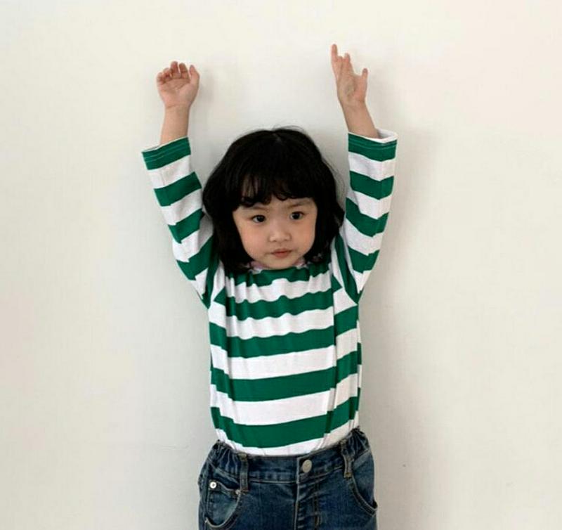 【新作10%OFF】ネック配色ボーダーTシャツ・u05832 キッズ【3~8才】【tops】【トップス Tシャツ 長袖 ロンT 