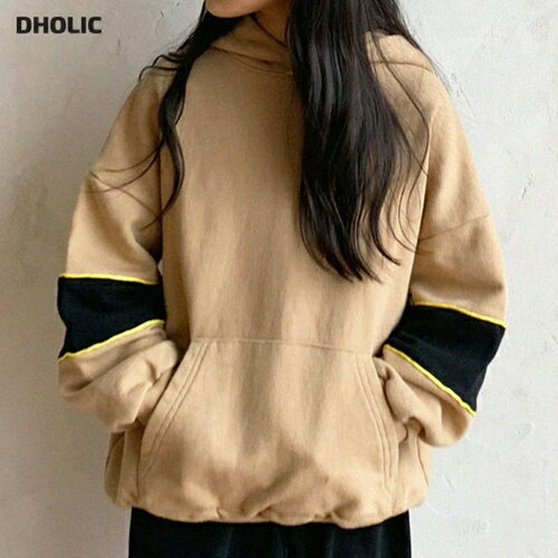 【新作10%OFF】配色パイピングスリーブフーディ・u06745 キッズ【3~8才】【tops】【トップス パーカー フード フ