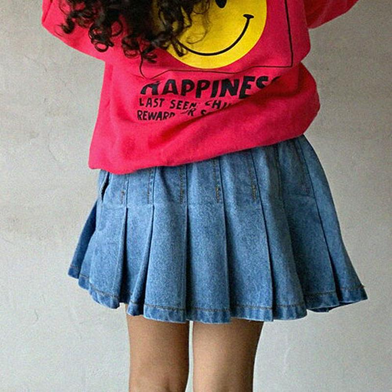 【新作10%OFF】デニムプリーツスカート・u06764 キッズ【3~8才】【sk】【ミニスカート スカート プリーツ プリーツ