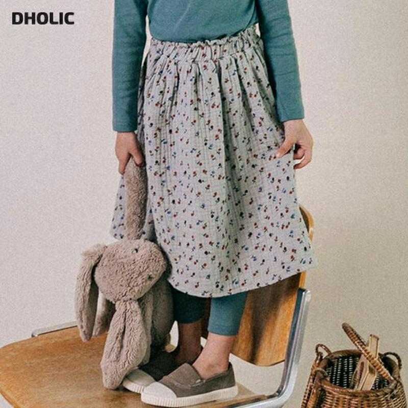 【新作10%OFF】リンクルコットン花柄スカート・u06721 キッズ【3~8才】【sk】【スカート ロング ロングスカート 花