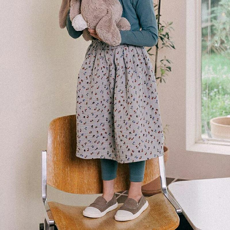 【新作10%OFF】リンクルコットン花柄スカート・u06721 キッズ【3~8才】【sk】【スカート ロング ロングスカート 花