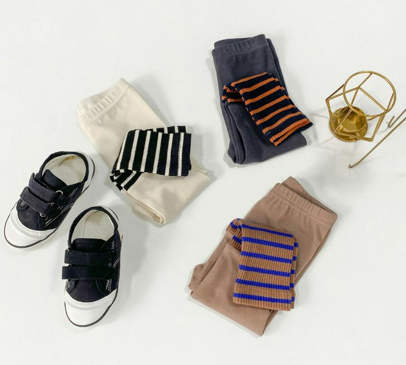【新作10%OFF】ボーダーリブコントラストレギンス・u06600 キッズ【3~8才】【pt】【レギンス パンツ ズボン ロング