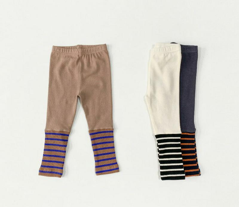 【新作10%OFF】ボーダーリブコントラストレギンス・u06600 キッズ【3~8才】【pt】【レギンス パンツ ズボン ロング