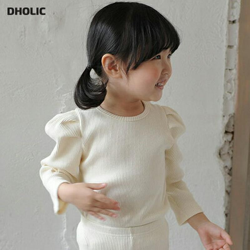【新作10%OFF】リブパフTシャツ・u06568 キッズ【3~8才】【tops】【トップス Tシャツ 長袖 パフスリーブ パフ