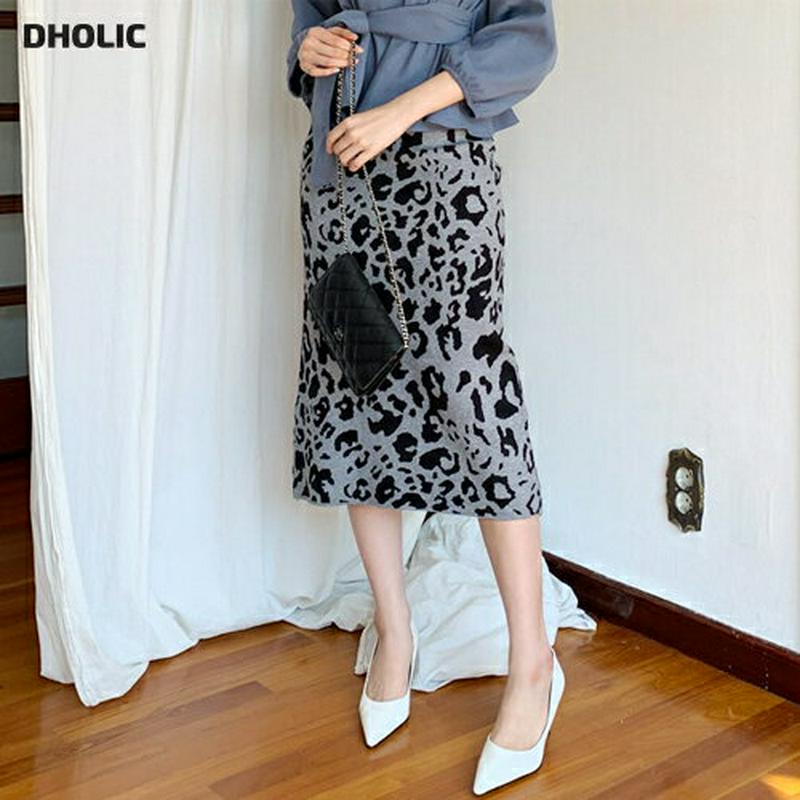 【新作10%OFF】レオパードニットスカート・全2色・b61294 レディース【sk】【韓国 ファッション ボトムス スカート 