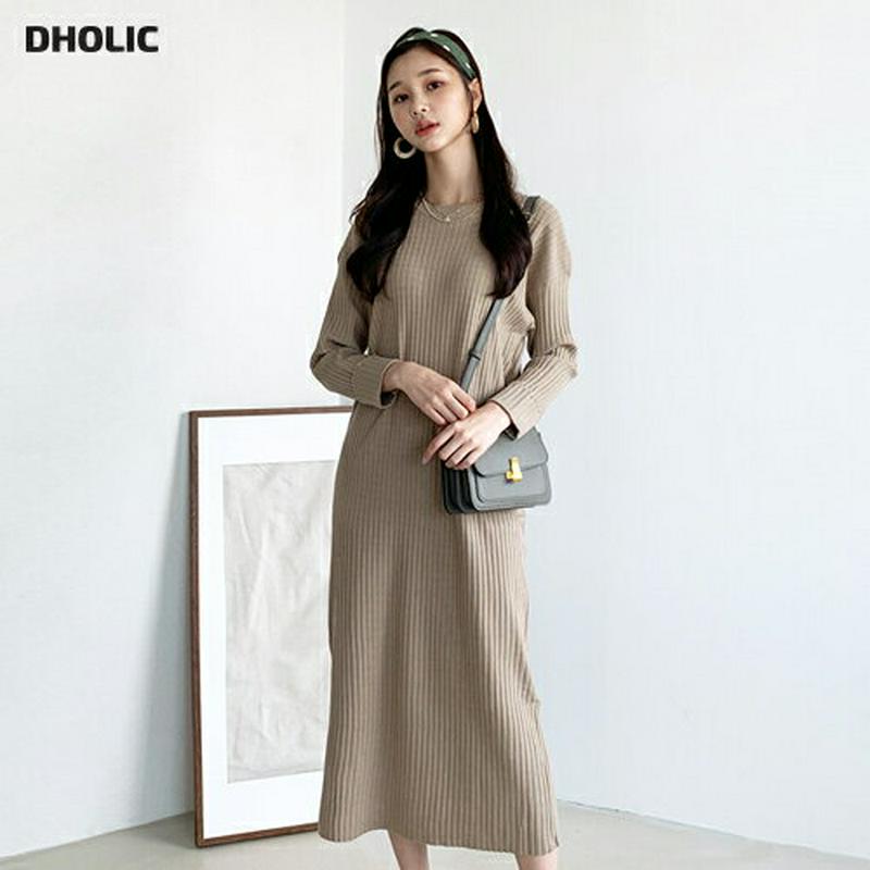 【新作10%OFF】リブニットロングワンピース・全3色・t60827 レディース【ops】【韓国 ファッション ワンピース ロン