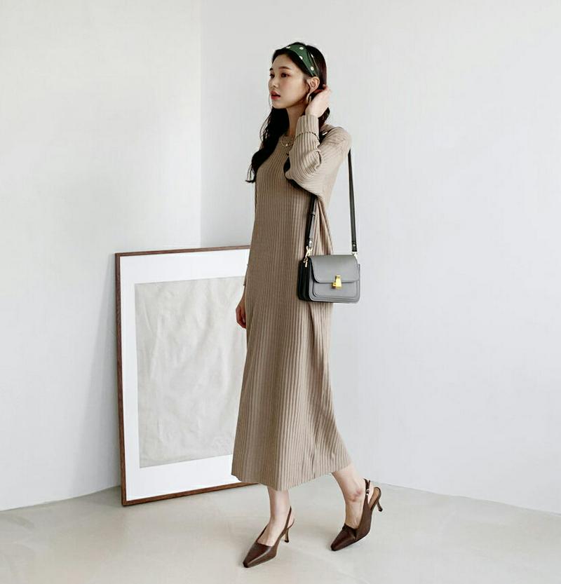 【新作10%OFF】リブニットロングワンピース・全3色・t60827 レディース【ops】【韓国 ファッション ワンピース ロン