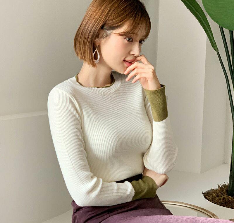 【新作10%OFF】配色ヘムリブニット・全5色・b60819 レディース【tops】【韓国 ファッション トップス ニット ニッ