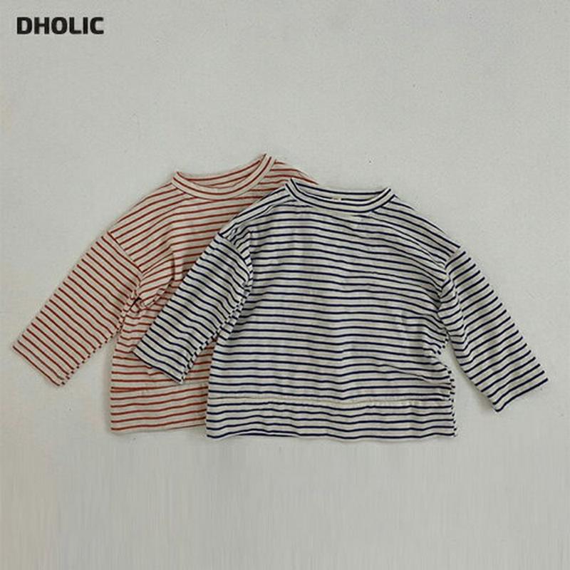 【新作10%OFF】ヘムポイントボーダー長袖Tシャツ・u06339 キッズ【3~8才】【tops】【トップス Tシャツ ロンT 