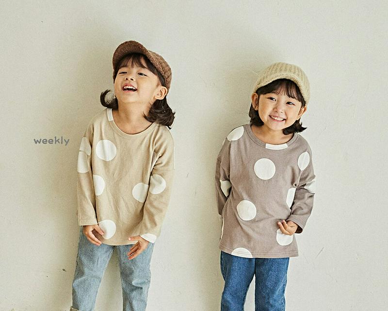 【新作10%OFF】ビッグドット長袖Tシャツ・u06432 キッズ【3~8才】【tops】【トップス Tシャツ 長袖 ロンT ド