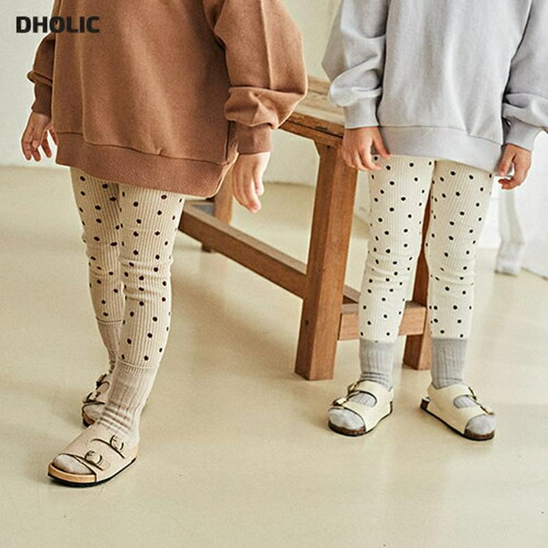 ドットリブレギンス・u06404 キッズ【3~8才】【pt】【レギンス パンツ ズボン リブ リブレギンス リブパンツ ドット 柄 カジュアル おしゃれ 女の子 男の子 春 秋 韓国 韓国子供服 子供 こども 子供服 こども服】【KIDS】