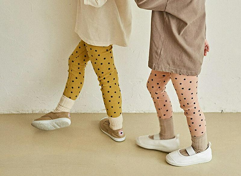 ドットリブレギンス・u06404 キッズ【3~8才】【pt】【レギンス パンツ ズボン リブ リブレギンス リブパンツ ドット 柄 カジュアル おしゃれ 女の子 男の子 春 秋 韓国 韓国子供服 子供 こども 子供服 こども服】【KIDS】