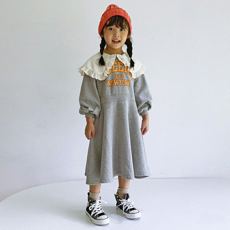 【新作10%OFF】QUEENSフリルカラースウェットワンピース・u06401 キッズ【3~8才】【ops】【ワンピース ロング