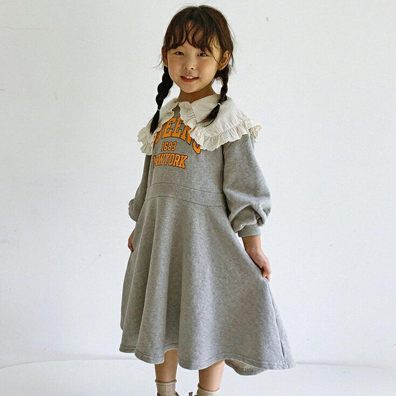 【新作10%OFF】QUEENSフリルカラースウェットワンピース・u06401 キッズ【3~8才】【ops】【ワンピース ロング