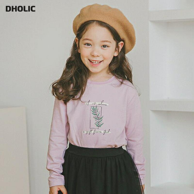 プリント長袖Tシャツ(ピンク)・p005760 キッズ【3~8才】【tops】【トップス Tシャツ 長袖 ロンT プリント カジュアル レタリング ロゴ ラフ 女の子 男の子 春 秋 韓国 韓国子供服 子供 こども 子供服 こども服】【KIDS】