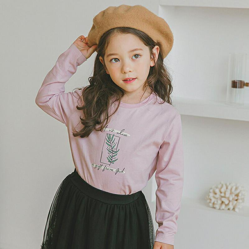 プリント長袖Tシャツ(ピンク)・p005760 キッズ【3~8才】【tops】【トップス Tシャツ 長袖 ロンT プリント カジュアル レタリング ロゴ ラフ 女の子 男の子 春 秋 韓国 韓国子供服 子供 こども 子供服 こども服】【KIDS】