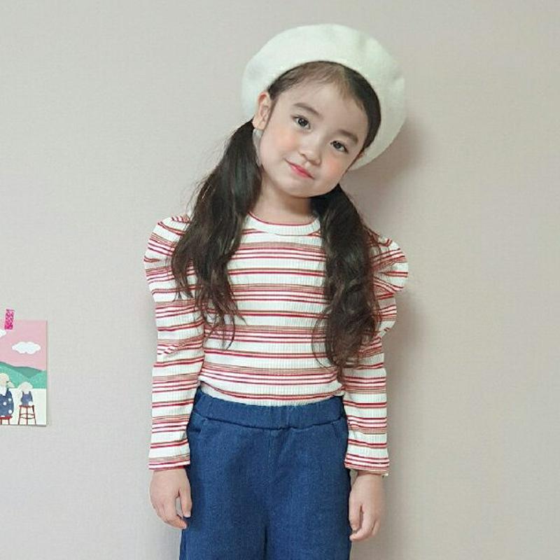 【新作10%OFF】パワーショルダーボーダーTシャツ・u06606 キッズ【3~8才】【tops】【トップス Tシャツ 長袖 ボ