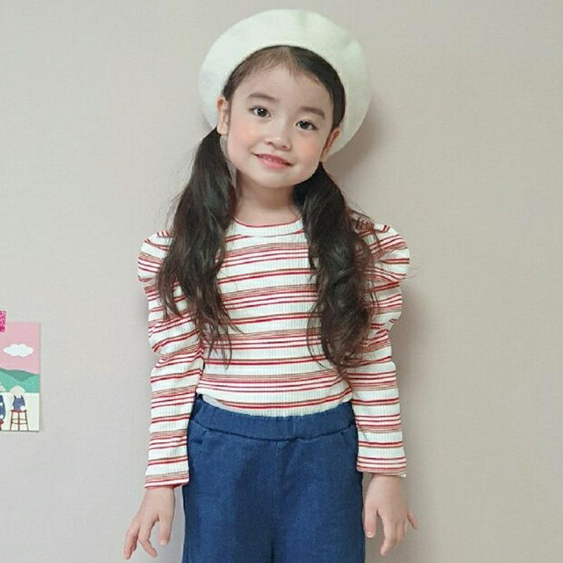 【新作10%OFF】パワーショルダーボーダーTシャツ・u06606 キッズ【3~8才】【tops】【トップス Tシャツ 長袖 ボ