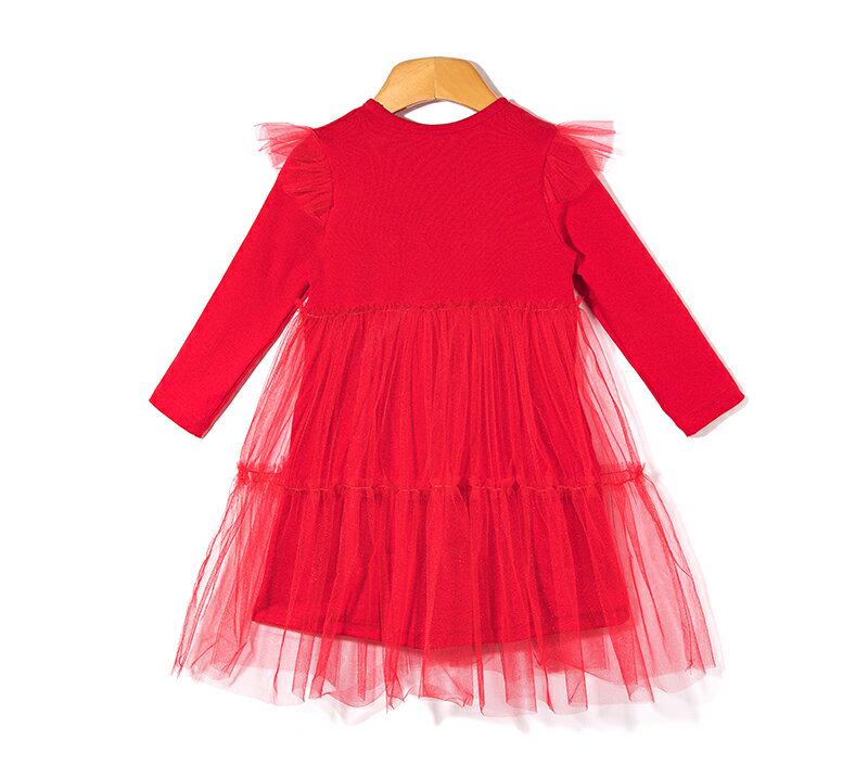 チュールレイヤードワンピース・p005629 キッズ【3~8才】【ops】【ワンピース チュールワンピース チュール ミディ丈 ミディワンピース 長袖 ハート かわいい 女の子 春 秋 韓国 韓国子供服 子供 こども 子供服 こども服】【KIDS】