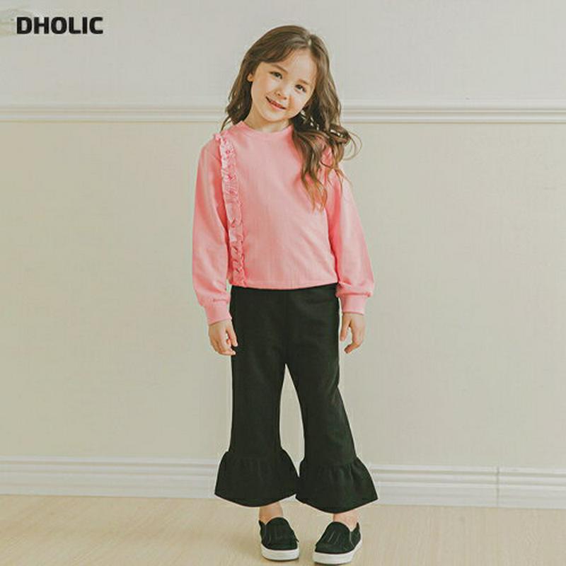 フリルラインスウェット&パンツSET(ピンク)・p006367 キッズ【3~8才】【set】【トップス スウェット トレーナー 長袖 フリル パンツ ズボン 単色 シンプル セット set かわいい 女の子 秋 冬 韓国 韓国子供服 子供 こども 子供服 こども服】【KIDS】