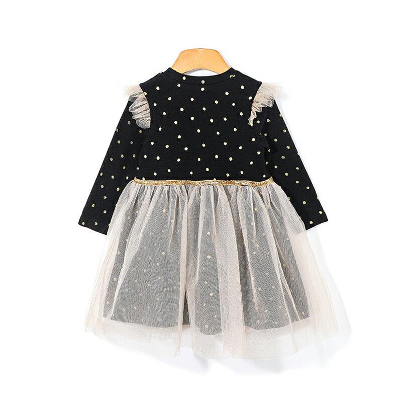 ドットチュールワンピース・p005404 キッズ【3~8才】【ops】【ワンピース ミディ丈 ミディワンピース 長袖 チュール 透け感 シアー シースルー ドット 柄 かわいい 可愛い 女の子 春 秋 韓国 韓国子供服 子供 こども 子供服 こども服】【KIDS】