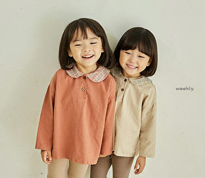 【新作10%OFF】チェックカラーブラウス・u06410 キッズ【3~8才】【bl】【トップス ブラウス 長袖 チェック柄 丸襟