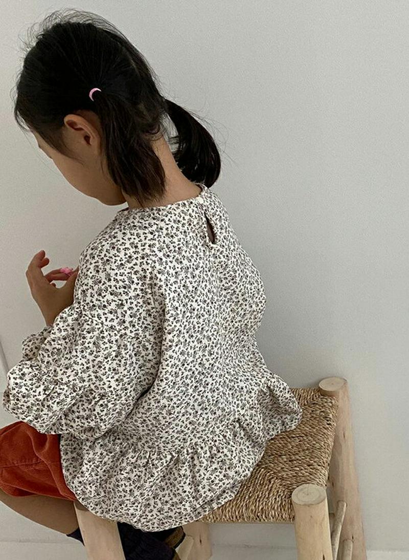 【新作10%OFF】フラワーチュニックブラウス・u06335 キッズ【3~8才】【bl】【トップス ブラウス 長袖 花柄　フラワ