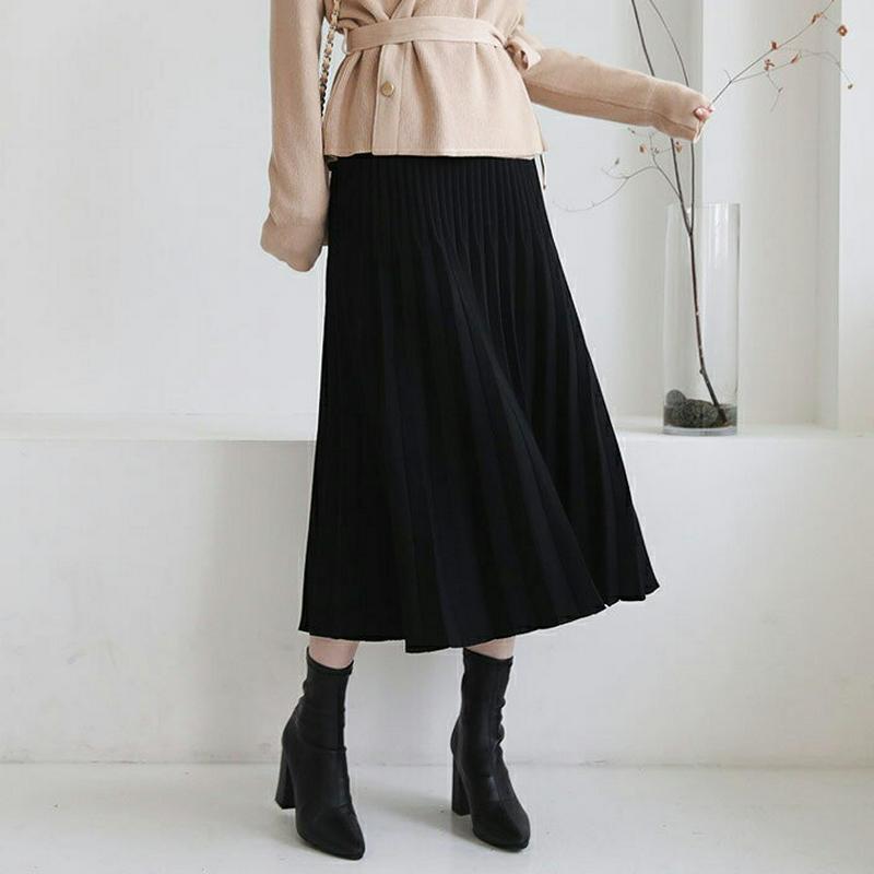 【新作10%OFF】プリーツニットフレアスカート・全3色・b64469 レディース【sk】【韓国 ファッション ボトムス スカー