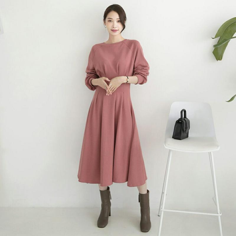 【新作10%OFF】フレアスウェットワンピース・全3色・b64458 レディース【ops】【韓国 ファッション ワンピース ロン