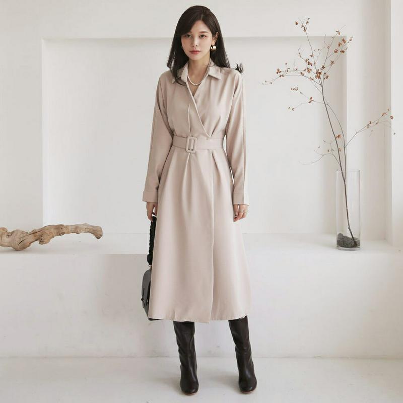 【新作10%OFF】ベルト付カラーラップワンピース・全3色・t64464 レディース【ops】【韓国 ファッション ワンピース 