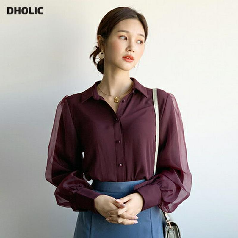 【新作10%OFF】シアーパフボタンブラウス・全3色・t60822 レディース【bl】【韓国 ファッション トップス ブラウス 