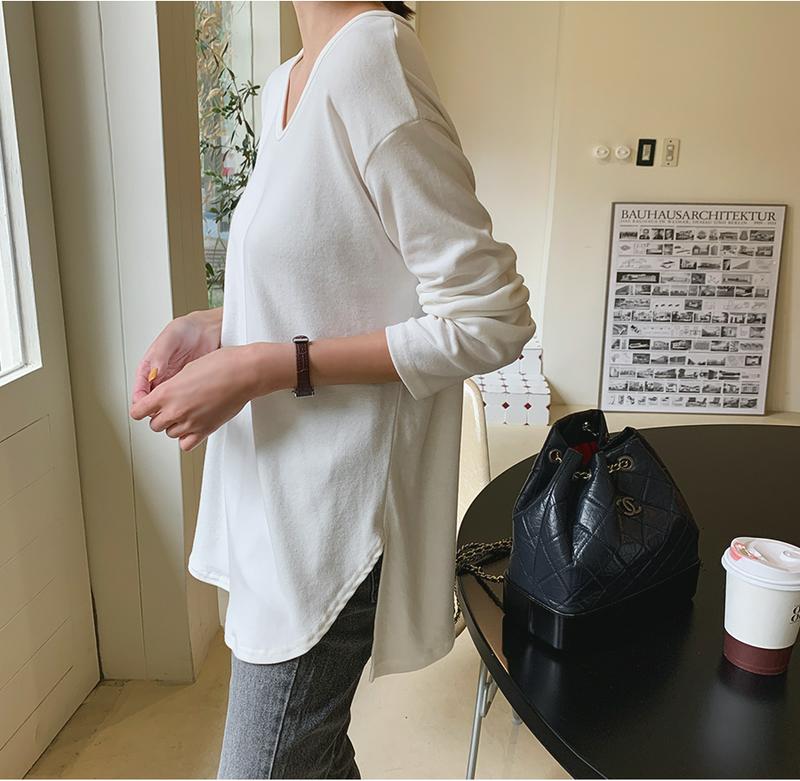 アンバランスヘム長袖Tシャツ