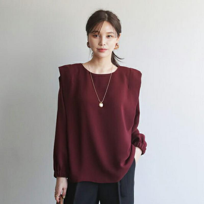 【新作10%OFF】ショルダータックブラウス・全3色・t64502 レディース【bl】【韓国 ファッション トップス ブラウス 