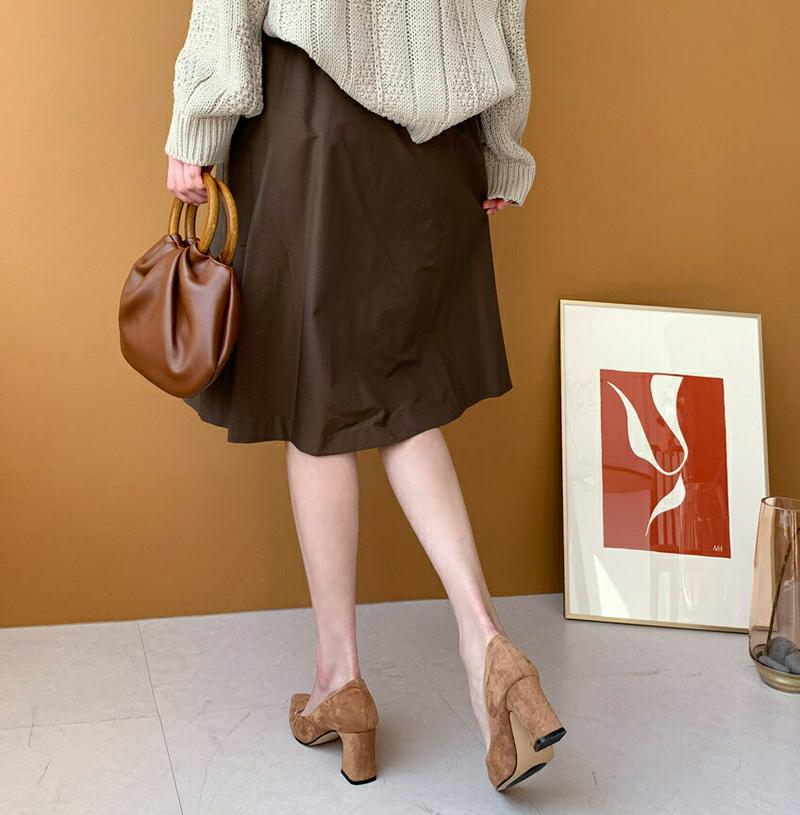 ベルトタックミディスカート・全3色・e60876 レディース【sk】 韓国ファッション ボトムス スカート ミディ丈 ミディスカート Aラインスカート Aライン ベルト バックゴム タック シンプル カジュアル 単色 無地 春 秋