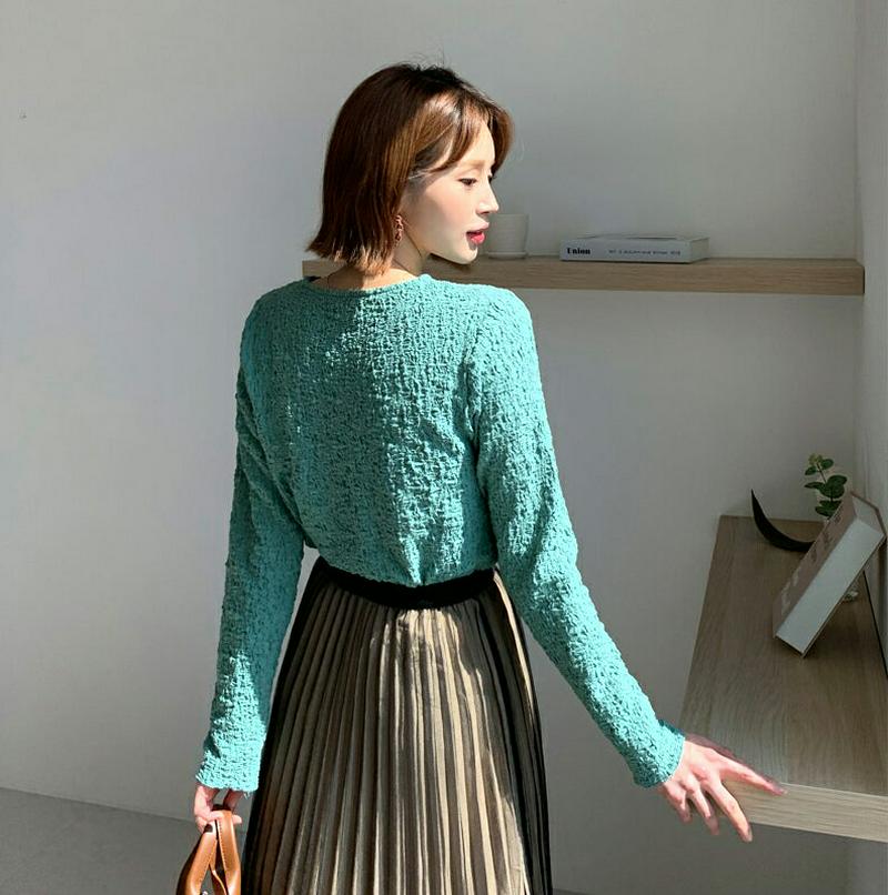 【新作10%OFF】リンクルブラウス・全3色・b60855 レディース【bl】【韓国 ファッション トップス ブラウス ロングス