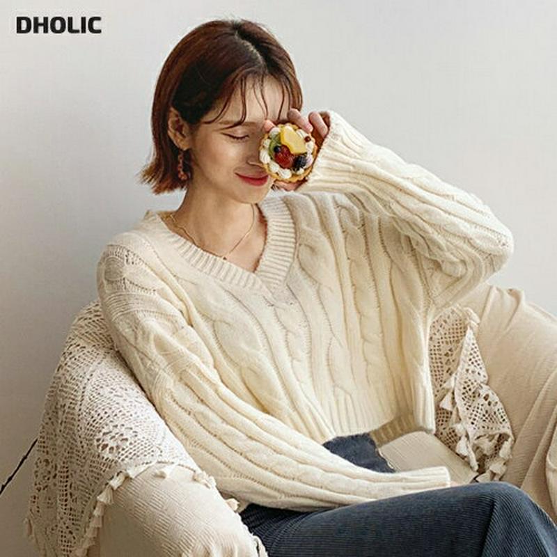 【新作10%OFF】ツイストVネックニット・全3色・t60860 レディース【tops】【韓国 ファッション トップス ニット 