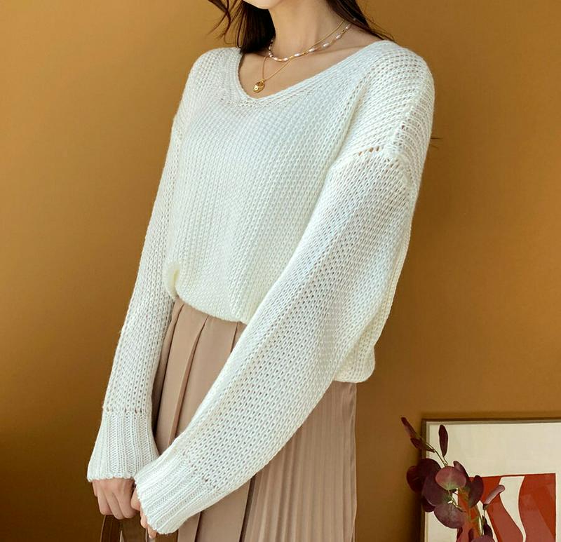 【新作10%OFF】2WAYルーズニット・全4色・b60859 レディース【tops】【韓国 ファッション トップス ニット ニ