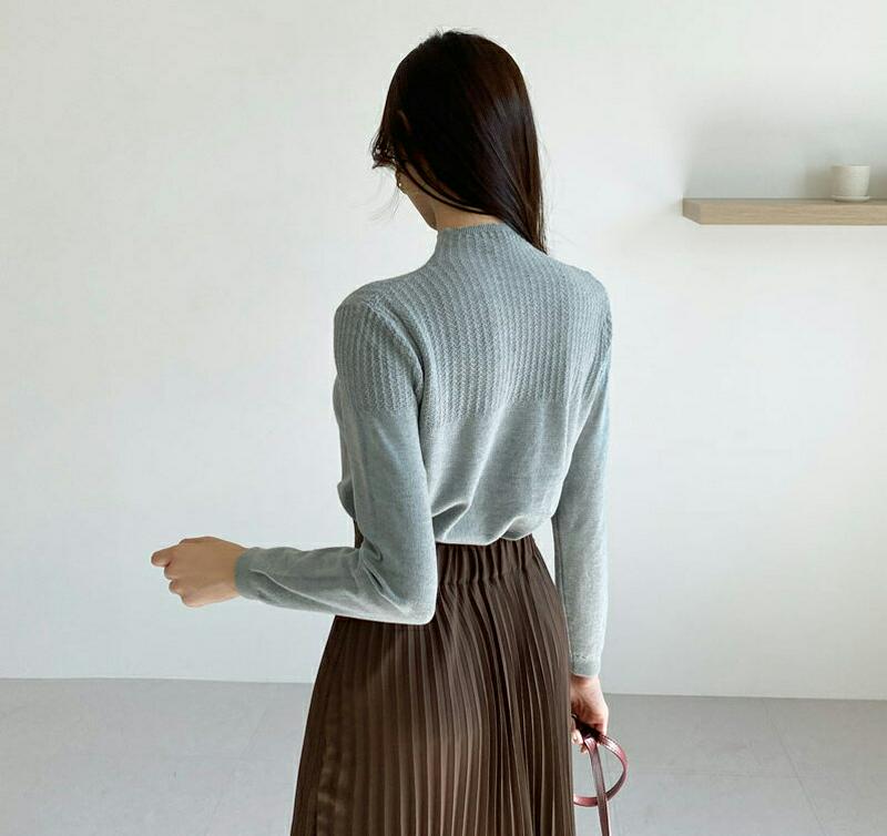 【新作10%OFF】ハーフネックニット・全5色・b60857 レディース【tops】【韓国 ファッション トップス ニット ニッ