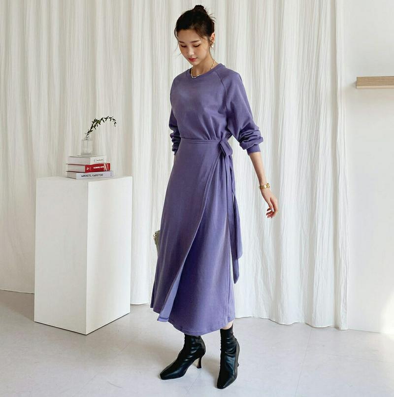 【新作10%OFF】スウェットラップワンピース・全3色・b60866 レディース【ops】【韓国 ファッション ワンピース ロン