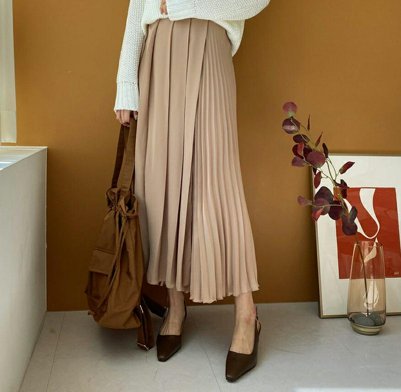 【新作10%OFF】プリーツラップロングスカート・全4色・b60878 レディース【sk】【韓国 ファッション ボトムス スカー