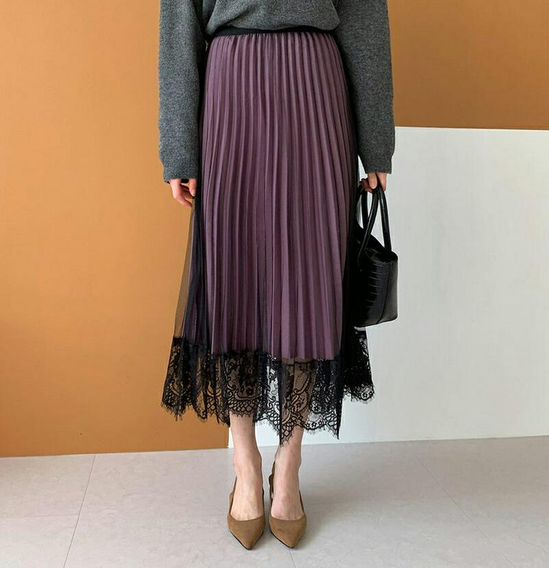 【新作10%OFF】レースリバーシブルスカート・全3色・e60875 レディース【sk】【韓国 ファッション ボトムス スカート