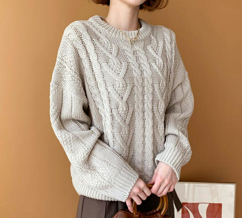 【新作10%OFF】ツイストルーズニット・全3色・b60856 レディース【tops】【韓国 ファッション トップス ニット ニ